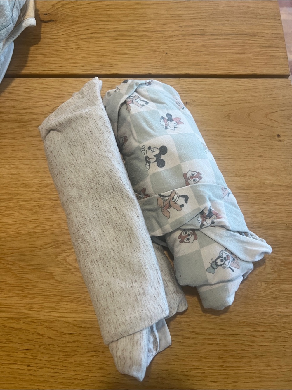 2 Copper Pearl Swaddles/blanket, Mickey & friends and beige